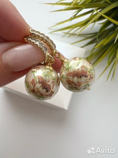 Серьги с японскими бусинами Тенша