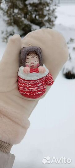 Ватная авторская игрушка на елку