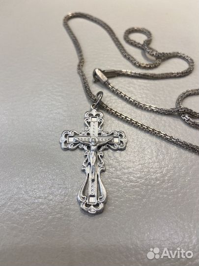 Серебряная цепочка с крестиком б/у 23 гр