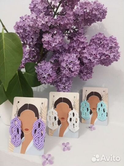 Серьги ручная работа макраме плетение