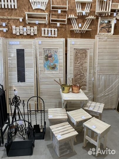 Дверь в баню (стекло, липа)