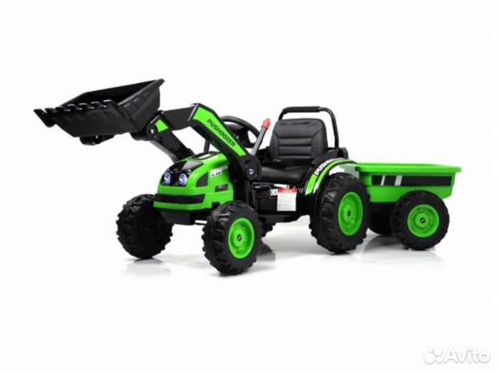 Детский электромобиль трактор погрузчик с прицепом