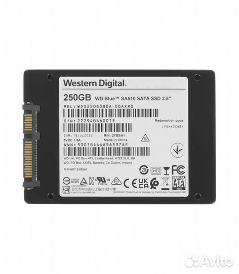 250 гб SSD накопитель WD Blue SA510 (WDS250G3B0A)
