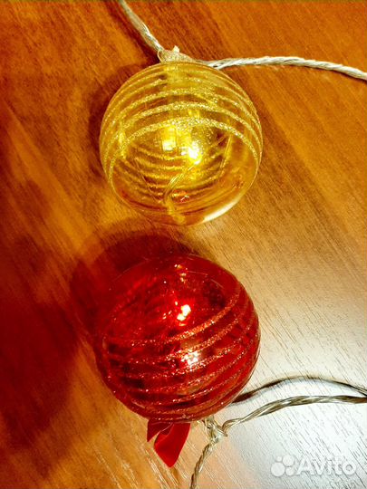 Гирлянда редкая, шары светящиеся