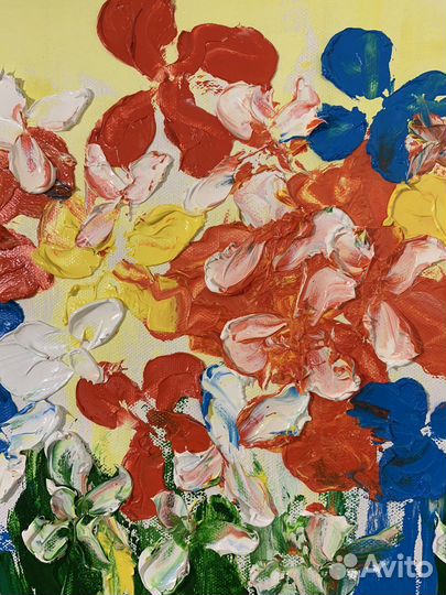 Картина текстурная «Летние цветы», масло, холст