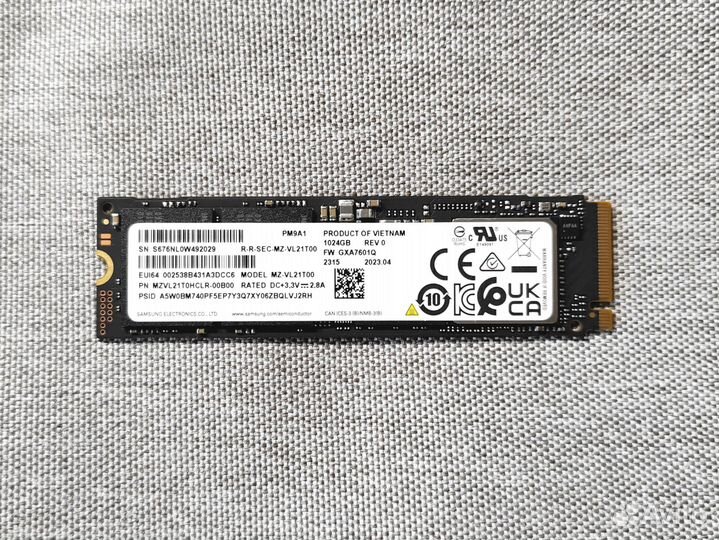 SSD Samsung PM9A1 OEM 1024 GB M2, новый