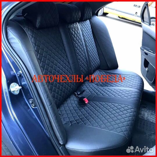 Чехлы Mitsubishi Lancer 10 2 из экокожи чёрные Ром