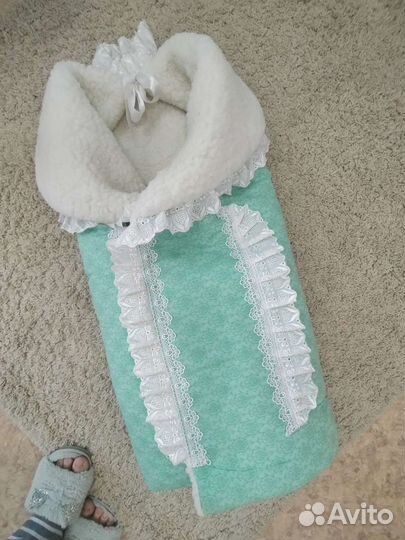 Конверт одеяло теплое на выписку