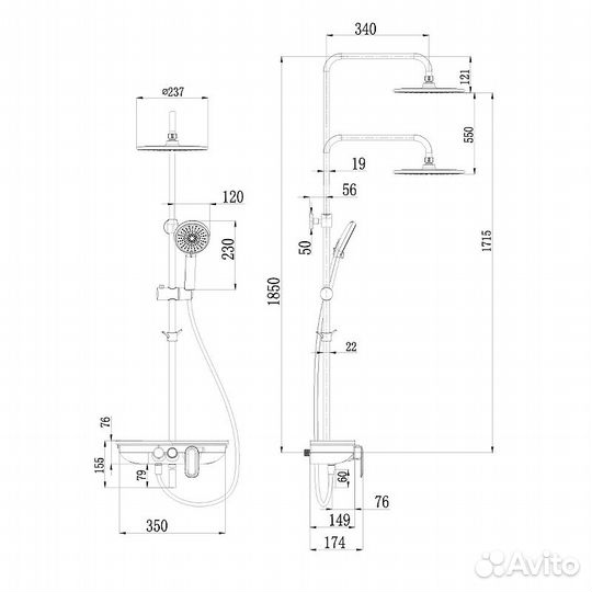 Душевая система Lemark Tropic LM7012BL Черная мат