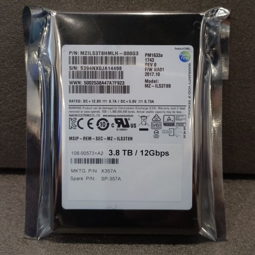 [X357A] Ssd Samsung Pm1633a Netapp 3.84tb, 2.5" X357a