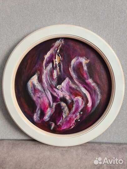 Фактурная картина с рамой диаметр 30 акрил