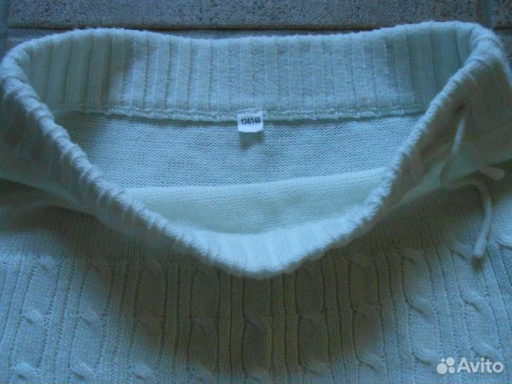 Юбка на девочку вязаный трикотаж экрю короткая