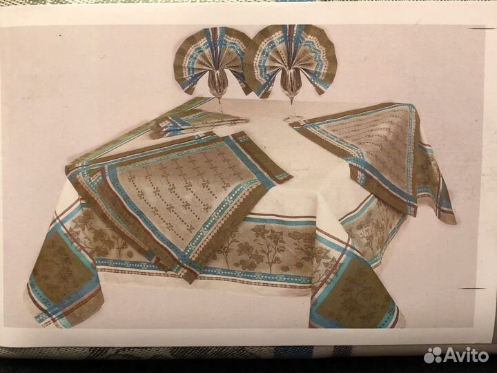 Льняной Комплект столовый скатерть и салфетки