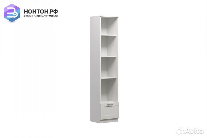 Стеллаж Сириус белый с одним ящиком