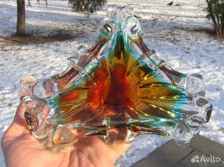 Ваза пепельница богемское стекло Чехия СССР