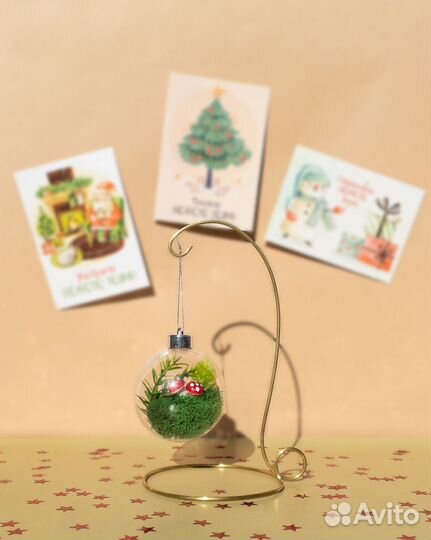 Набор из 11 новогодних шаров в эко стиле