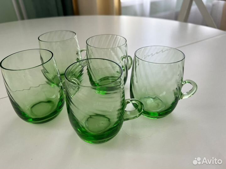 Стаканы кружки СССР цветное стекло зеленые