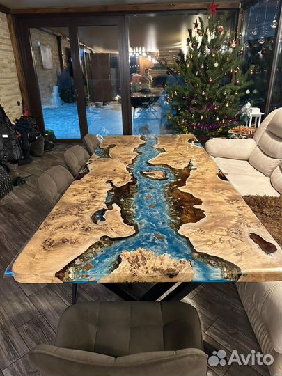 Стол река из эпоксидки