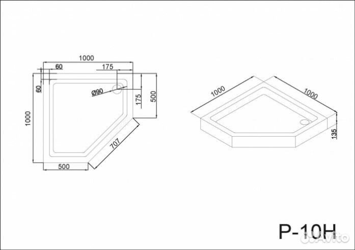 Душевой поддон Black&White Stellar Wind P-10H