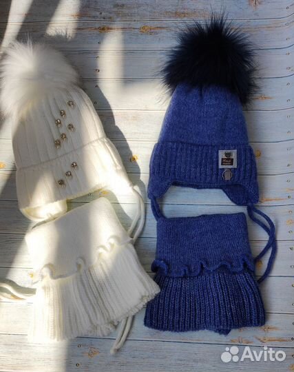Детские зимние шапки и снуд новые