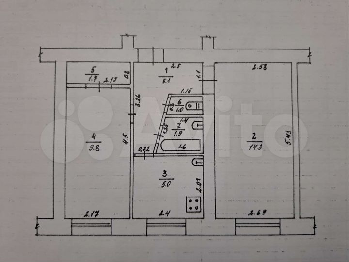 2-к. квартира, 38,8 м², 1/5 эт.