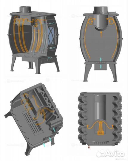 Чугунная печь-камин Бахта