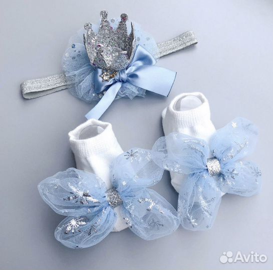 Повязка на голову и пинетки