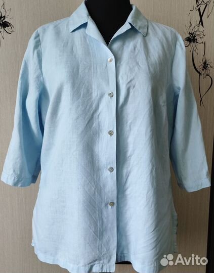 Блузка рубашка женская льняная р. 48 бу
