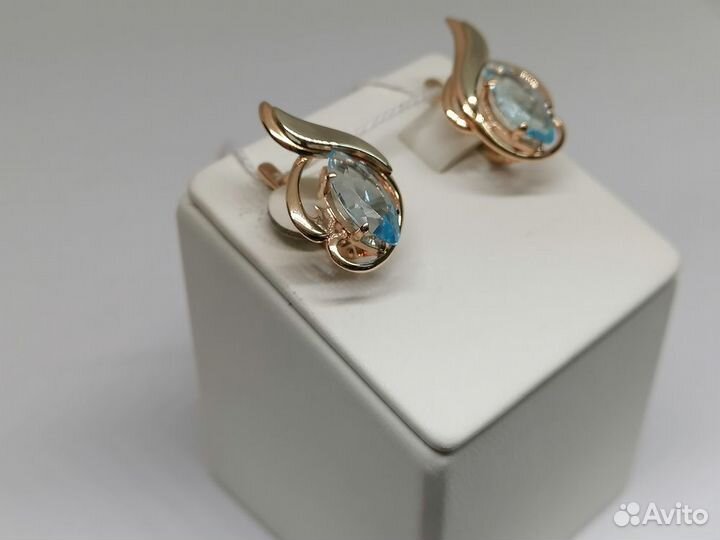 Золотые серьги С камнем (Au 585) (Энг Стр)