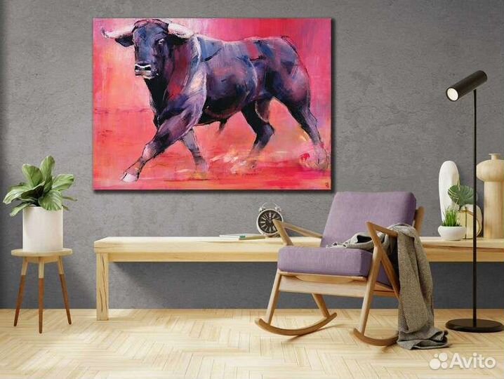 Картина маслом на холсте бык