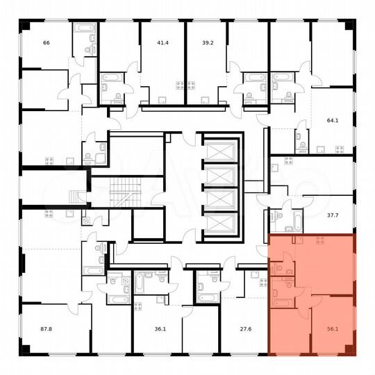 2-к. квартира, 56,1 м², 27/32 эт.