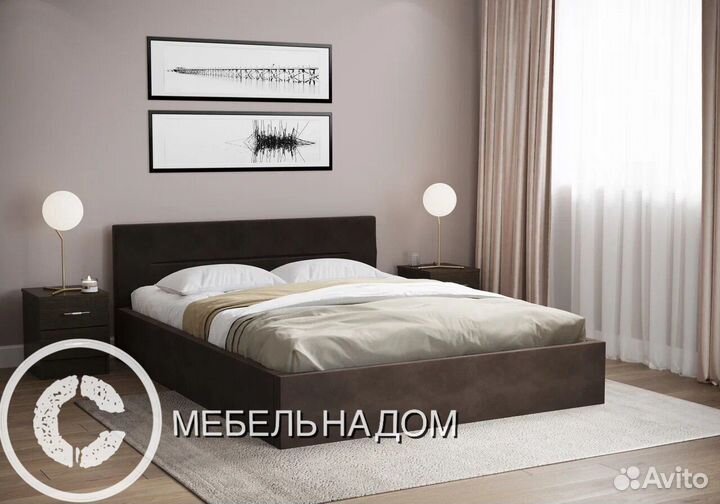 Кровать с мягким изголовьем