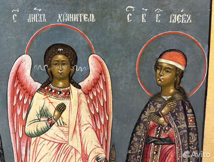 Икона Святые Князья Борис и Глеб и Ангел Хранитель
