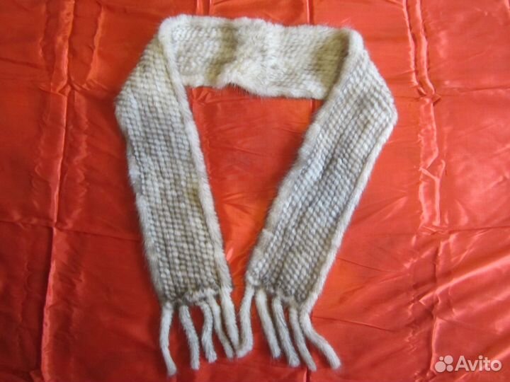 Норковый вязаный шарфик