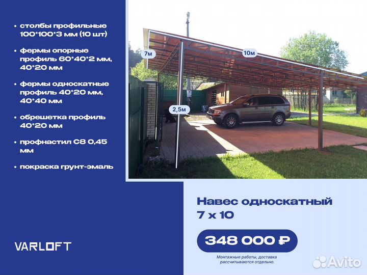 Навес арочный, односкатный, двускатный