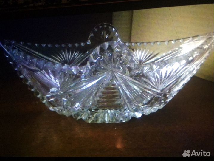 Хрустальная ваза- ладья