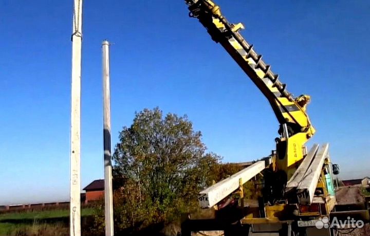 Установка столбов монтаж опор лэп от 10 шт