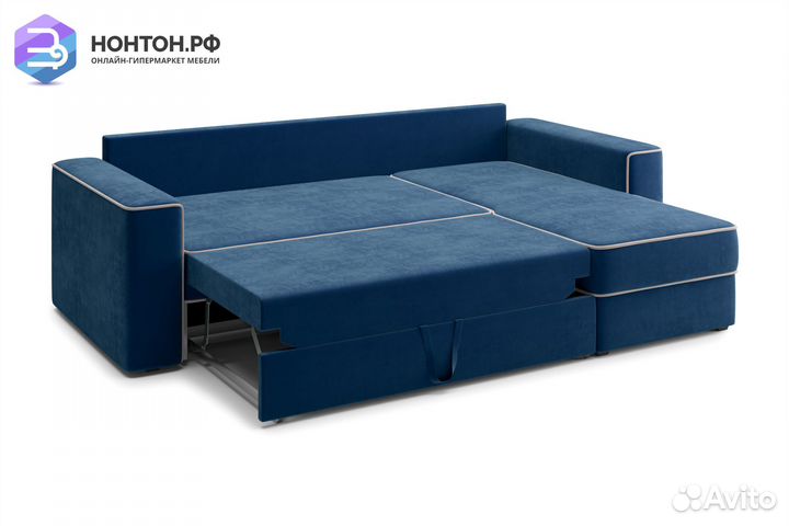 Диван угловой дельфин Берген темно-синий