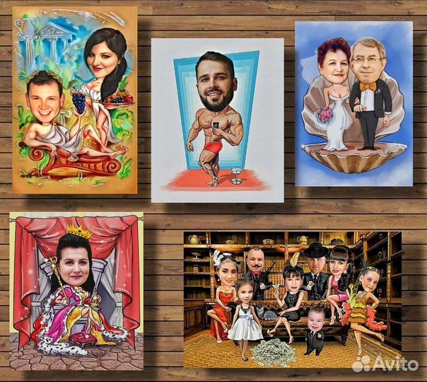 Портрет по фото/Печать на холсте/Дрим-Арт, Шаржи
