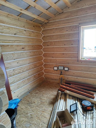 Срубы бань, домов из оцилиндрованного бревна