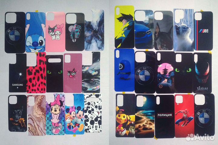 Чехлы для телефонов скины металл стикеры много