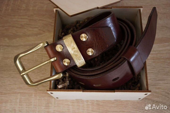 Ремень мужской кожаный ручной работы