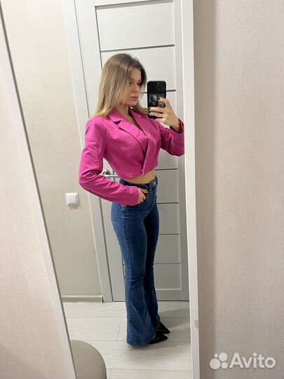 Укороченный жакет розовый