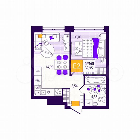 1-к. квартира, 33 м², 1/12 эт.