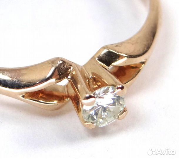 Золотое кольцо 585 пробы с бриллиантом 0.15 ct