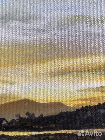 Картина маслом рыбацкое озеро