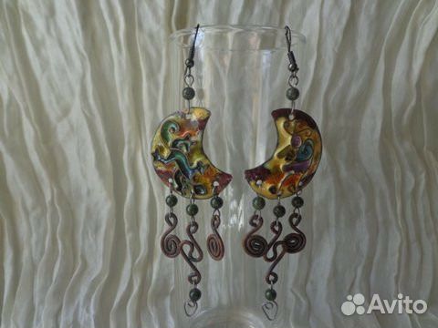 Стильные авторские серьги. Горячая эмаль