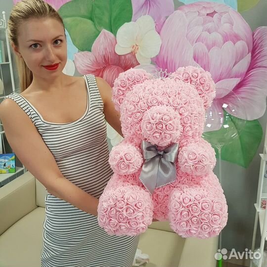 Мишка из роз, мишка из цветов. В наличии
