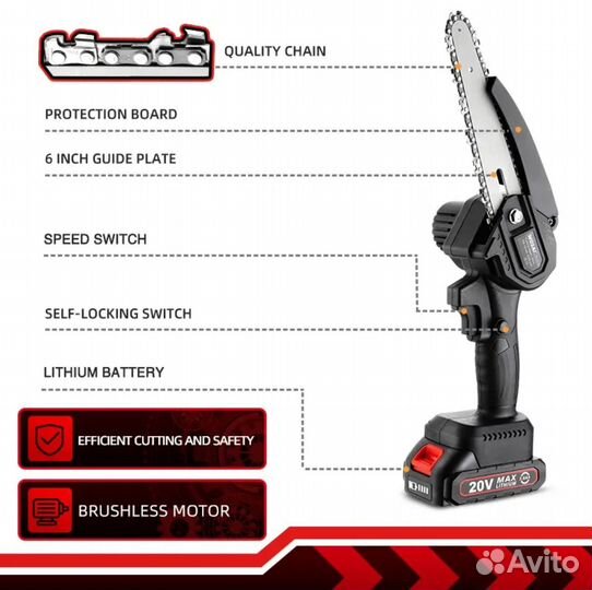 Новая Аккумуляторная Пила wosai 20V, 6 дюймов