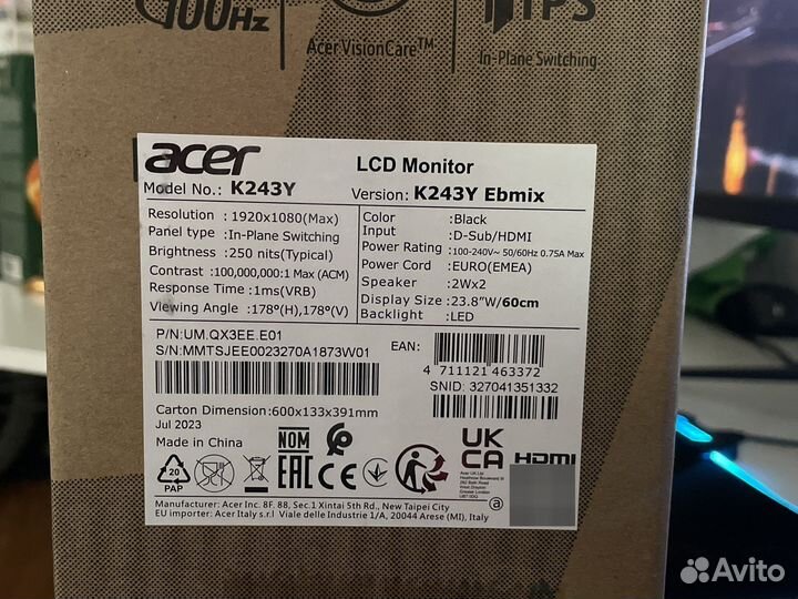 Новый Монитор Acer 24